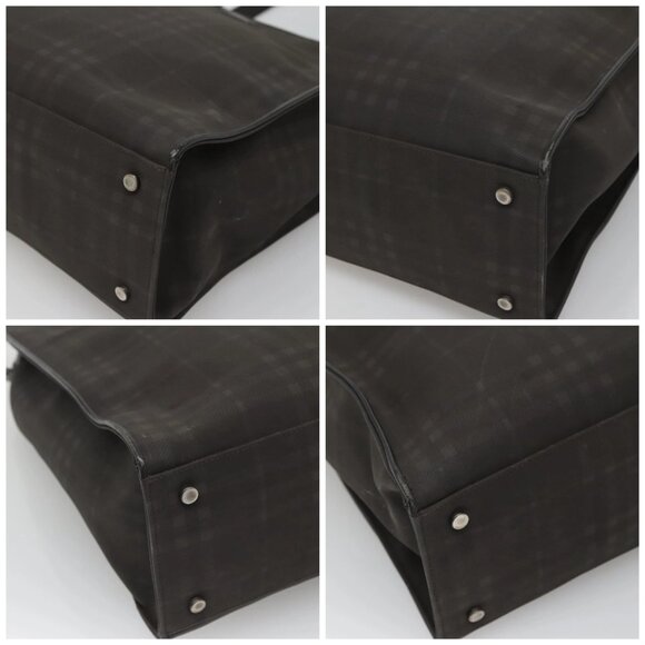 BURBERRY Nova Check Tote Bag PVC Black Auth th6087 - Picture 15 of 16